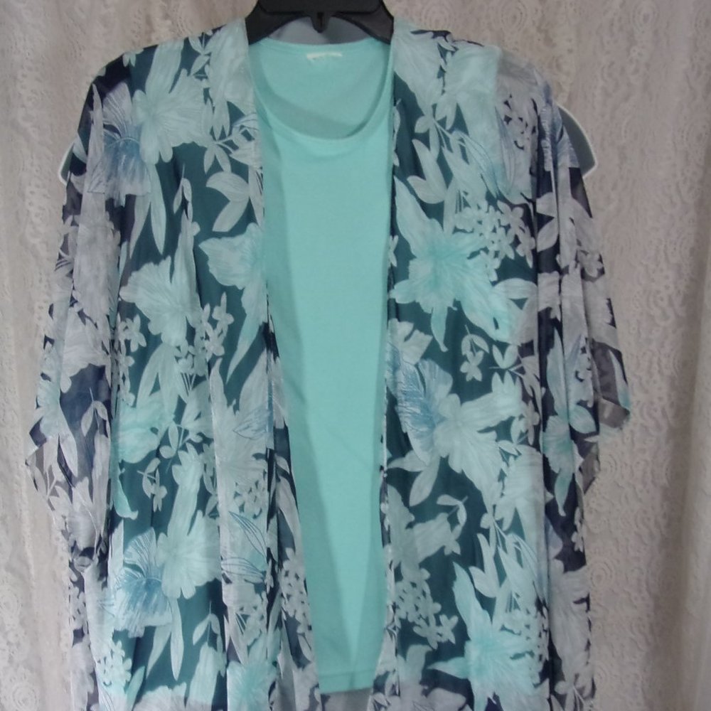 Aqua Kimono Tank Top Print Set West Loop One Size